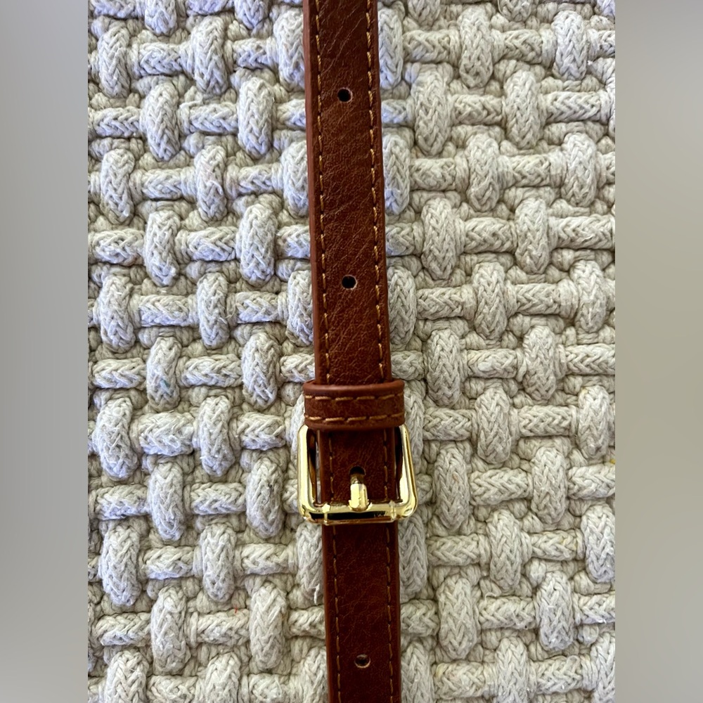 NWOT Brown Leather Wristlet & Bag Straps with Gold Hardware - Picture 8 of 10